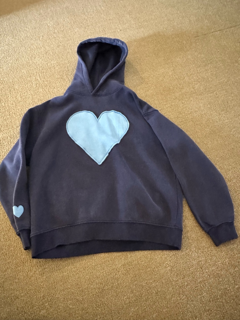 Navy Hoodie with Light Blue Heart Patch